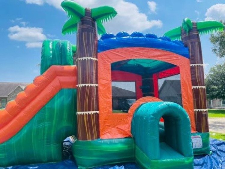 Tropical Bounce House/Dual Slide Combo